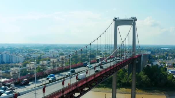 Drohnenangriff Auf Die Brücke Der Aquitaine Bordeaux Pont Aquitaine — Stockvideo