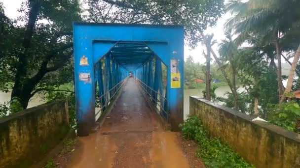 Yağmur Sırasında Sadolxem Köprüsü Goa Hindistan — Stok video