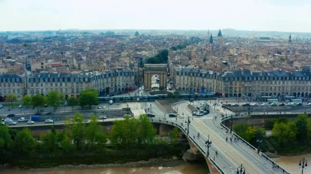 Bordeaux Daki Porte Bourgogne Insansız Hava Aracı Çekimi — Stok video