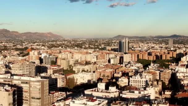 Luchtfoto Vliegen Stad Murcia Spanje Een Zomerse Dag — Stockvideo