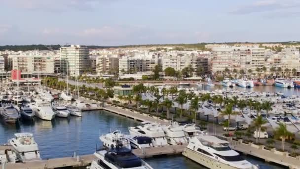 Puerto Santa Pola Alicante Espanha Barcos Iates Porto Espanhol Perto — Vídeo de Stock