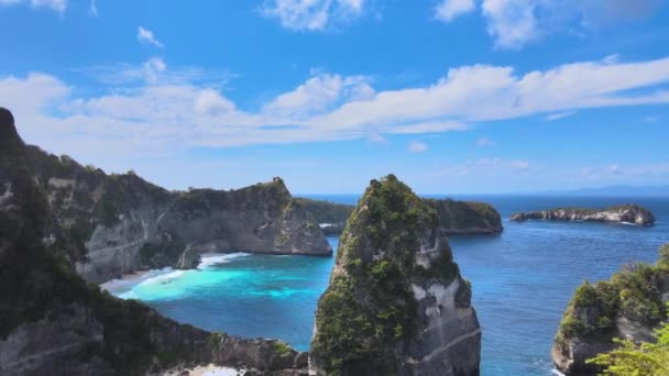 Епічний Безпілотник Знятий Тисячею Островів Діамантовим Пляжем Нуса Пеніда Балі — стокове відео