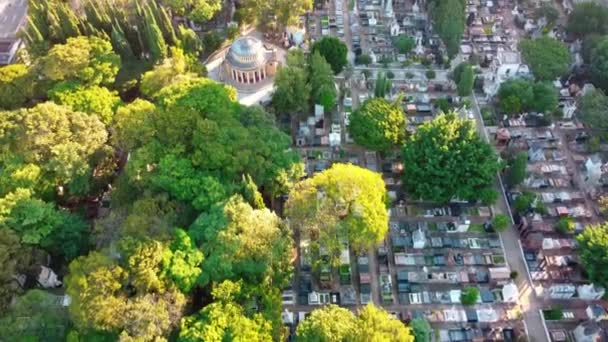 Hermoso Cinemático Todo Cementerio Lleno Después Pandemia Covid Vista Aérea — Vídeo de stock