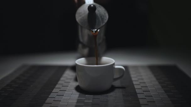 Pouring Coffee Cup Countertop — Stock Video