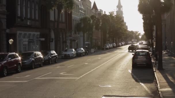 Vista Histórica Broad Street Centro Charleston Carolina Del Sur — Vídeos de Stock