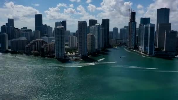 Потрясающий Гипер Провал Центра Майами Над Заливом Бискейн — стоковое видео