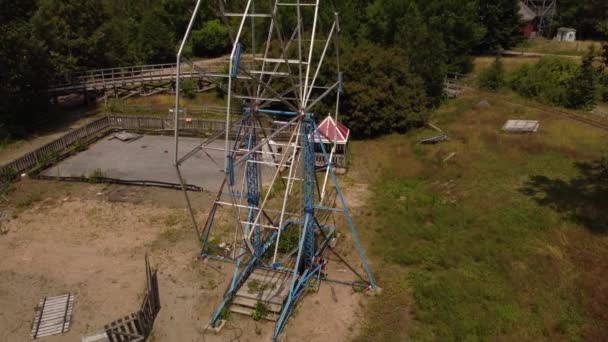 Vue Aérienne Par Drone Roue Ferris Dans Parc Attractions Désaffecté — Video