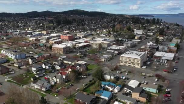 Kinematografické Letecké Drone Orbit Záběr Anacortes Staré Město Upper Diamond — Stock video