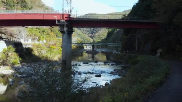 Ponte Fiume Takedao Station Hyogo Giappone — Video Stock