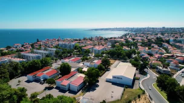 Veduta Aerea Drone Sulla Costa Cascais Soleggiata Giorno Estate Lisbona — Video Stock