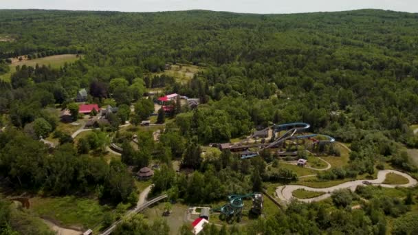 Aerial Drone View Decommissioned Semi Abandoned Amusement Theme Park Known — Stock Video