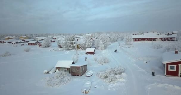 Zimní Krajina Městě Kiruna Švédsko Letecké Drone Shot — Stock video