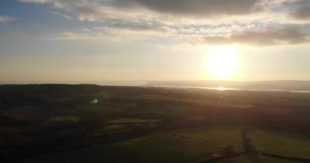 Coucher Soleil Jaune Doré Sur Woodbury Common Poêle Droite — Video