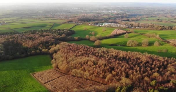 Aerial Idyllic Woodbury Common East Devon Dolly Back Establishing Shot — Vídeo de Stock
