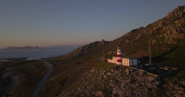 Rising Sun Avslöjas Atlanten Baiona Pontevedra Spanien Med Utsikt Över — Stockvideo