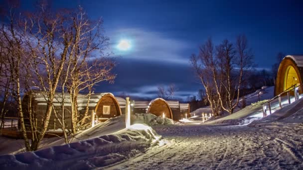 Ice Hotel Hotel Temporaneo Composto Neve Blocchi Scolpiti Ghiaccio Time — Video Stock