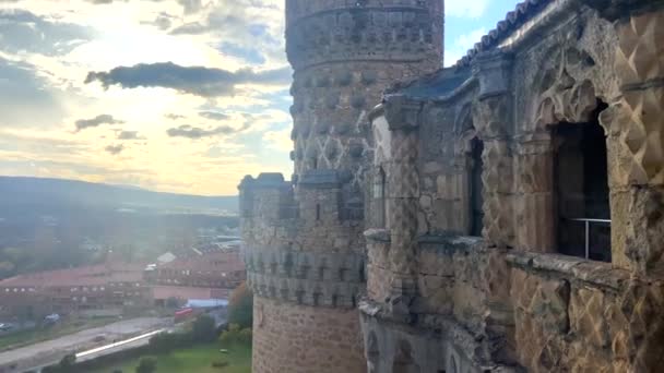 Paredes Exteriores Castillo Mendoza Manzanares Real España — Vídeos de Stock