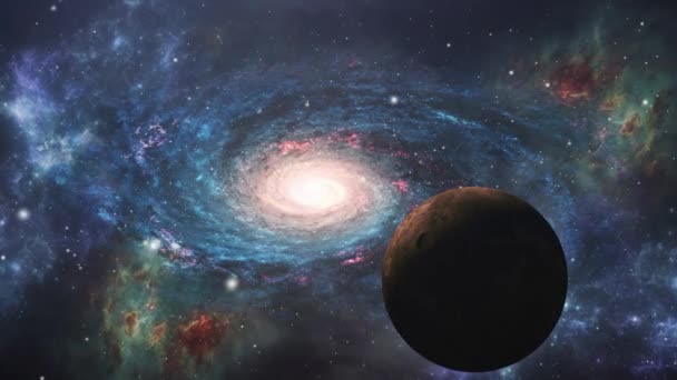 Evren Deki Bulutları Gezegenleri Çevreleyen Sarmal Galaksi — Stok video