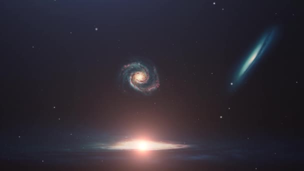 Drei Galaxien Bewegen Sich Einem Stillen Universum — Stockvideo