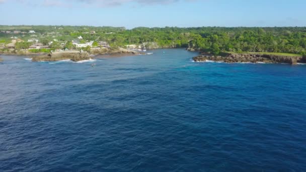 Vista Aérea Bahía Pesca Boca Yuma Con Densa Vegetación Costa — Vídeos de Stock