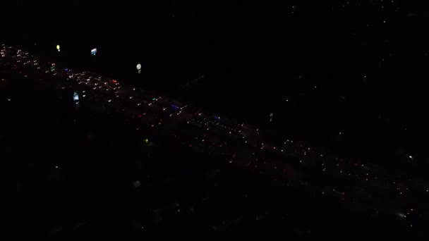 Timelapse Colpo Aereo Traffico Pesante Autostrada Notte — Video Stock