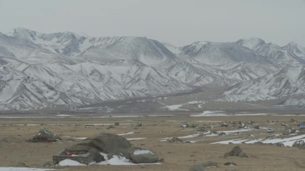 Tian Shan Montagna Inverno Xinjiang Cina Visto Lontano — Video Stock