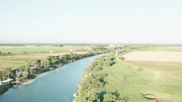 Vue Aérienne Des Cabanes Pêche Dans Rivière Lido Dante Fiumi — Video