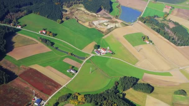 Rural Town Vast Fields Germany Seen Airplane High Altitude Dalam — Stok Video