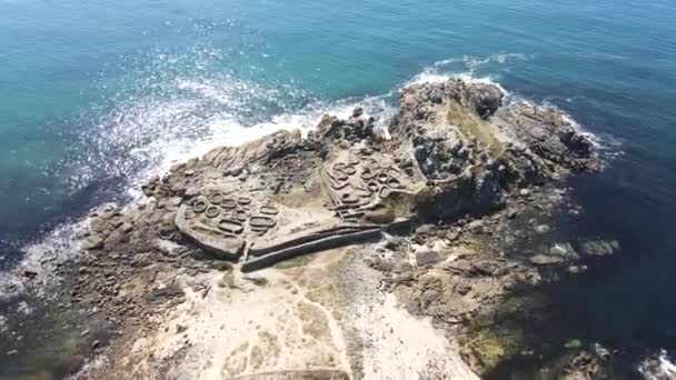 Aerial View Archeological Ancient Ruins Sea Castro Baroa Celtic Settlement — Stock Video