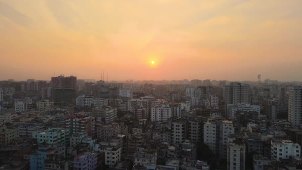 Desenvolvendo País Nação Cidade Vista Aérea Durante Pôr Sol Laranja — Vídeo de Stock