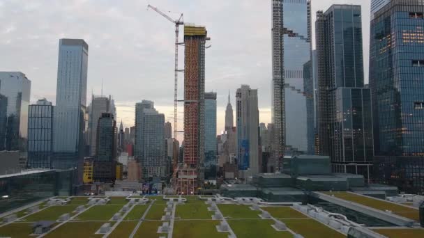 Vista Aérea Edificio Alto Construcción Hudson Yards Nueva York — Vídeo de stock