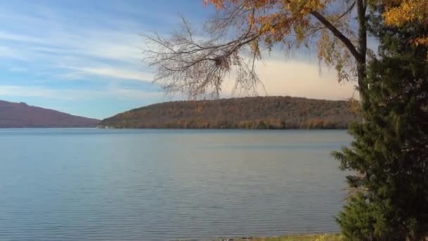 Sabahın Erken Saatlerinde Cumberland Nehri Nde Sonbahar Sabahı — Stok video
