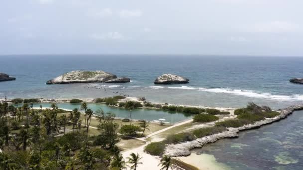 Aerial Bella Spiaggia Cayo Lobos Fajardo Porto Rico Ampio Tiro — Video Stock