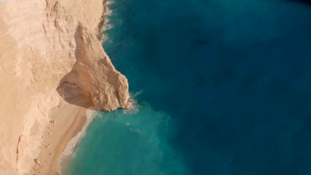 Zakynthos Altın Plajları Devasa Kayalık Kıyıları Olan Bir Ada Beyaz — Stok video