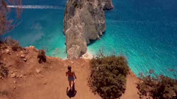 Zakynthos Insel Mit Goldenen Stränden Und Massiven Felsküsten Weißer Strand — Stockvideo