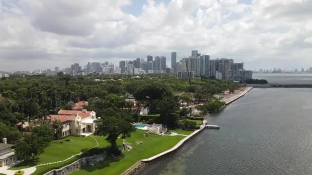 Widok Powietrza Śródmieście Miami Dzielnicy Hammock Alice Wainwright Park Bayfront — Wideo stockowe