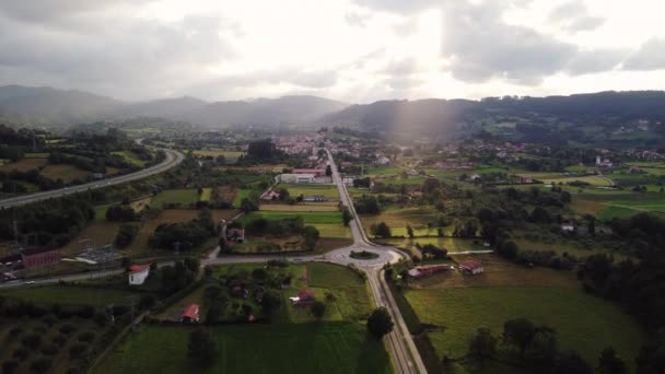 Zrównoważona Społeczność Ekologiczna Asturias Hiszpania Antena — Wideo stockowe