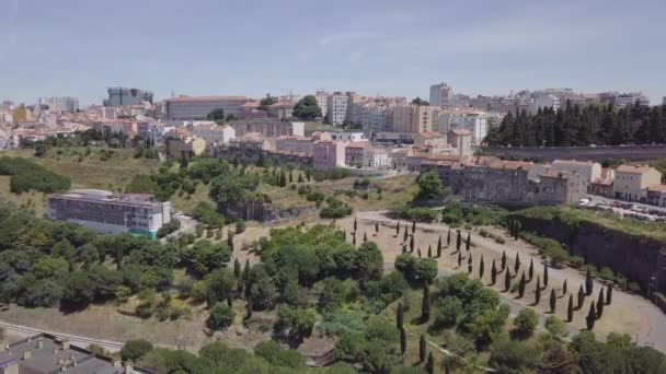 Drone Aéreo Disparado Parque Lisboa Bairro Casal Ventoso Voe Para — Vídeo de Stock