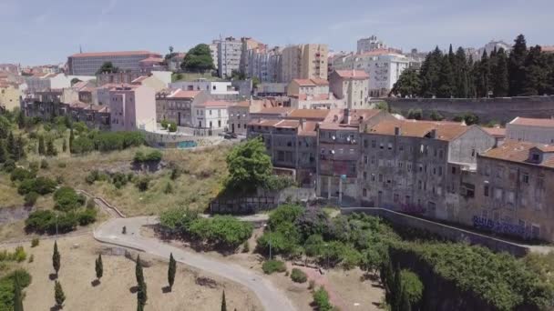 Aerial Drone Shot Lisbon Neighborhood Casal Ventoso Slowly Rising — Stock Video