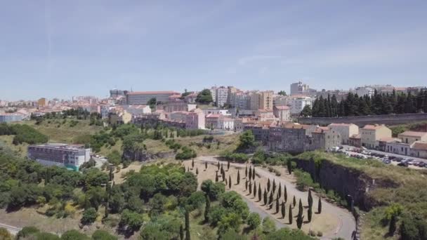 Aerial Drone Shot Park Casal Ventoso Quartiere Precedentemente Pericoloso Lisbona — Video Stock