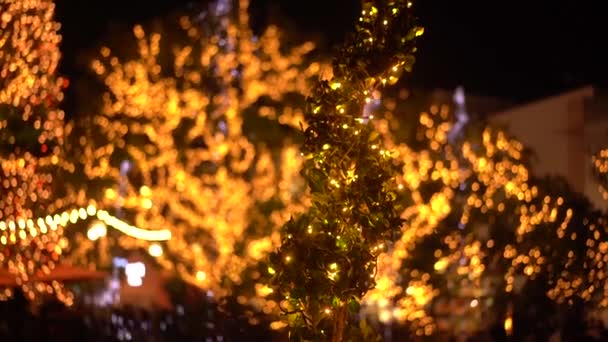 圣诞装饰品与圣诞老人在户外市场 — 图库视频影像