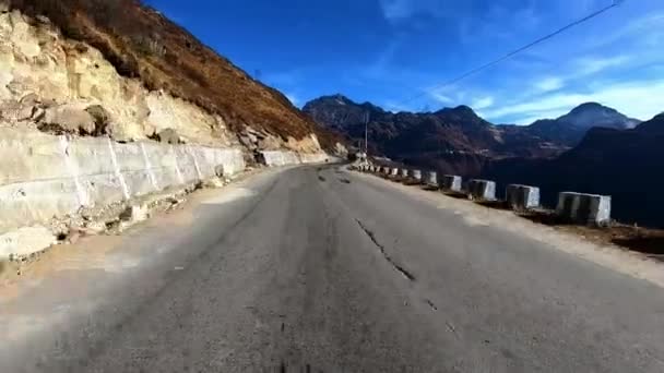 Motocicleta Ridding Imagens Rua Feita Sikkim Himalayas Índia Janeiro 2020 — Vídeo de Stock