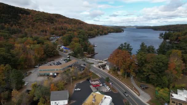 Newbury New Hampshire Usa Flygfoto Över Sjön Sunapee Coast Road — Stockvideo