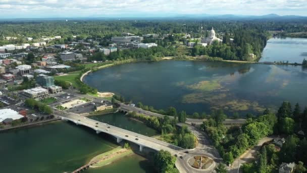 Poupée Aérienne Cinématographique Drone Olympia Yacht Club Près Capitol Building — Video