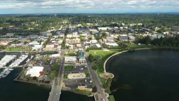 Film Wideo Dronem Olympia Yacht Club Pobliżu Washington State Capitol — Wideo stockowe