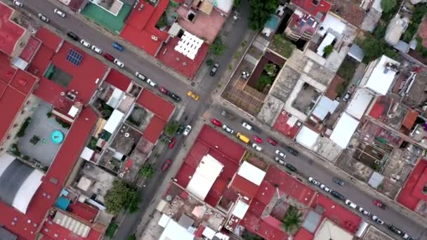 Vista Aérea Centro Cidade Oaxaca Filmada Por Drone Com Deslocamento — Vídeo de Stock