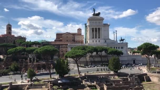 Drón Repül Róma Város 2021 Emberek Dolgoznak Róma Forgalmas Városában — Stock videók