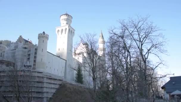 Excellente Météo Pour Une Visite Château Neuschwanstein Hiver Construction Point — Video