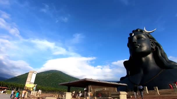 Adiyogi Shiva Estátua Diferentes Perspectivas Único Vídeo Levado Dhyanlinga Coimbatore — Vídeo de Stock