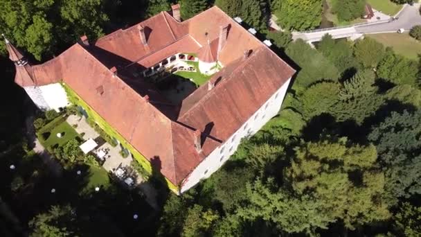 Dron Létá Blízkosti Hradu Ernegg Slunečné Počasí Dolní Rakousko — Stock video